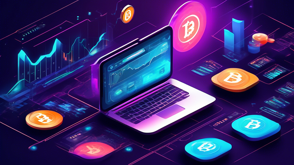 Create a detailed and vibrant digital illustration showcasing a futuristic, high-tech trading platform for cryptocurrencies. The platform should feature multiple screens displaying real-time cryptocurrency prices, advanced analytical charts, and trading tools. The setting is modern and sleek, with a focus on innovation and technology. Include elements like a secure login interface, user-friendly dashboard, and cryptocurrency icons like Bitcoin, Ethereum, and others. The year 2023 should be subtly included in the design, illustrating the advanced capabilities of the latest top picks for trading crypto.