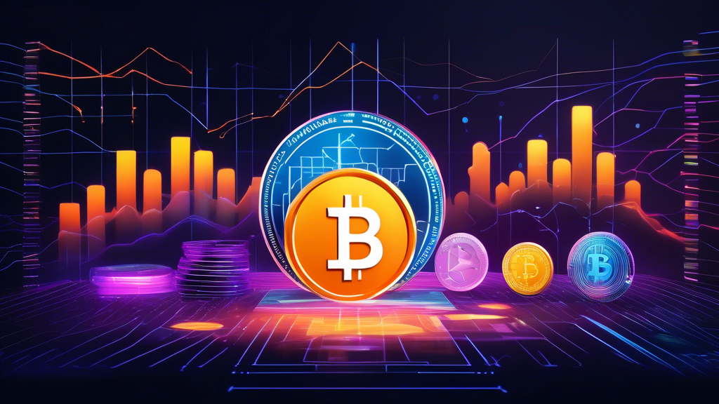 Create an image portraying the top 5 best cryptocurrencies to invest in for 2023. Showcase visually-striking representations of Bitcoin (BTC), Ethereum (ETH), Binance Coin (BNB), Solana (SOL), and Cardano (ADA) in a futuristic digital landscape, with glowing graphs and charts in the background indicating a bullish trend. The cryptocurrencies should be depicted with their respective logos and symbols, exuding a sense of growth and promising investment opportunities.