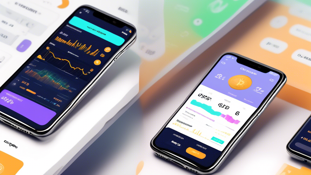 Create an image depicting a beginner-friendly crypto investing app interface on a smartphone screen. The app should display a simple, intuitive layout with clear icons for buying, selling, and tracking the performance of various cryptocurrencies. Include visual elements like a graph showing upward trends, basic tutorials or tips pop-ups, and popular crypto icons like Bitcoin and Ethereum. The background should be soft and inviting, perhaps with subtle images of digital coins and blockchain motifs, to emphasize the theme of easy and accessible investment for beginners.